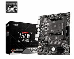 MSI (A520M-A PRO) Support 3rd Gen AMD Ryzen Desktop Processors, 2 DIMMs, Dual Channel DDR4-4600MHz