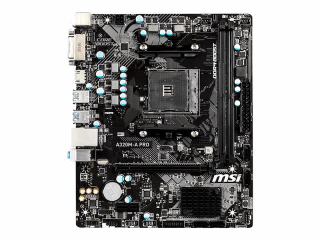 MSI A320M-A PRO AMD PCIe 3.0 DDR4 m-ATX Motherboard with USB 3.2 Gen1 HDMI DVI-D