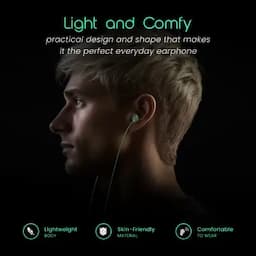 Hammer Nova, In Ear C Type Wired Earphones With Mic Inline-Control-Powerful-Bass, Green